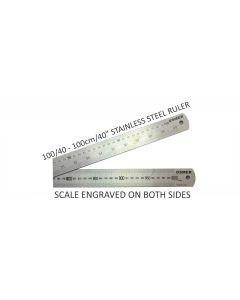 OSMER STAINLESS STEEL RULE - 100cm/40inches - DUAL SCALE - 100/40