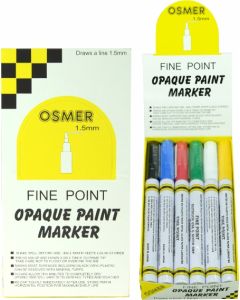 FINE TIP OSMER PAINT MARKERS - 1.5mm LINE - DOZEN - ASSORTED - 2519