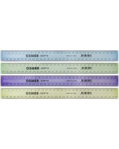 OSMER ECONOMY 30CM/300MM PLASTIC RULER - TINTED - PACK OF 24 - 300P19