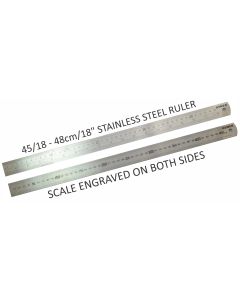 OSMER STAINLESS STEEL RULER - 45cm/18inch DUAL SCALE - 45/18