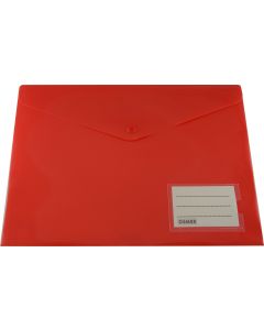 DOCUMENT WALLET - A4 - BUTTON CLOSURE - NAME POCKET - RED - A4W03N