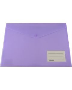 DOCUMENT WALLET - A4 - BUTTON CLOSURE - NAME POCKET - PURPLE - A4W05N