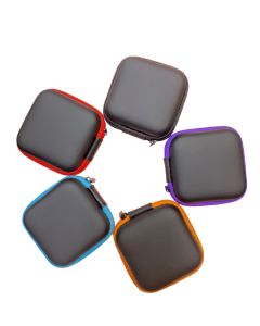 EVA MATERIAL EARPHONE ZIP CASE - BLACK CASE WITH ASSORTED TRIM - EVAPOUCH