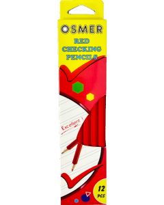 OSMER RED CHECKING PENCIL - HEXAGONAL - BOX OF 12 - HEX12RED