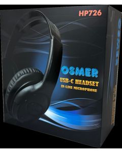 OSMER USB-C OVEREAR HEADPHONE - 1.8M CABLE - INLINE MIC - HP726