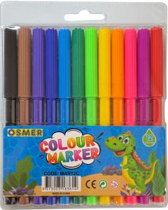 OSMER  WATER MARKER - 12 COLOUR WALLET - 1mm FINE TIP - MAR12C