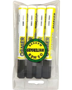 OSMER WHITEBOARD MARKER - BULLET TIP - 4 COLOUR WALLET - BLACK - OS501W4