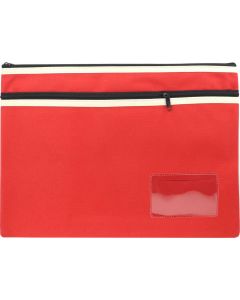 POLYESTER PENCIL CASE - 2 ZIP -35 X 26CM - RED - P3526R2