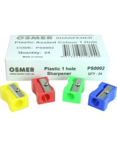 1 HOLE PLASTIC SHARPENER - BOX OF 24 - PS0002