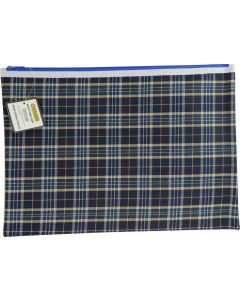 TARTAN BLUE DESIGN PENCIL CASE - GIANT 37.5 X 26CM - 1 ZIP - TARB37261