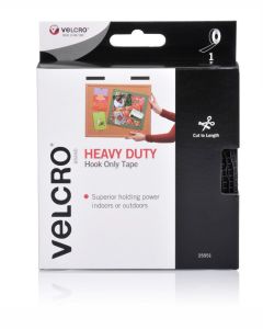 DISPENSER BOX - VELCRO® BRAND EXTREME DUTY HOOK ONLY TAPE - 25MM x 3M - BLACK - V25551