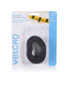 ONE WRAP - VELCRO® BRAND REUSABLE BUNDLING WRAP -25MM X 2M - BLACK - V25572