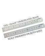 OSMER STAINLESS STEEL RULER - 15cm/6inch DUAL SCALE - 15/6