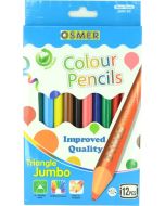 JUMBO TRIANGULAR COLOUR PENCILS - 12 COLOURS - JUM12C