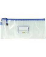 CLEAR MESH CASE - 34 X 15CM  - BLUE ZIP - M3415B