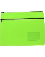 NEOPRENE NAME CARD PENCIL CASE - 2 ZIP - 35.5 X 26CM - GREEN - N3526G2