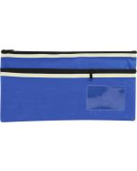 POLYESTER PENCIL CASE - 2 ZIP -35 X 18CM - BLUE - P3518B2
