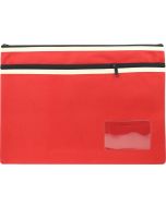 POLYESTER PENCIL CASE - 2 ZIP -35 X 26CM - RED - P3526R2