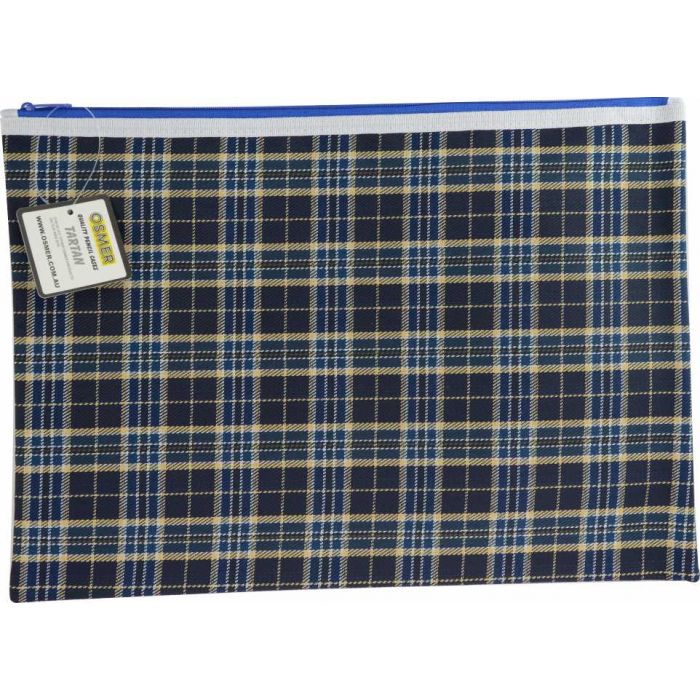 Tartan Blue Design Pencil Case Giant 37 5 X 26cm 1 Zip Tarb