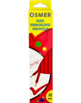 OSMER RED CHECKING PENCIL - HEXAGONAL - BOX OF 12 - HEX12RED