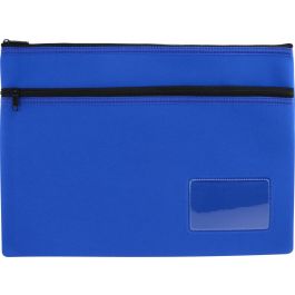 NEOPRENE NAME CARD PENCIL CASE - 2 ZIP - 35.5 X 26CM - BLUE - N3526B2