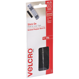 VELCRO® Brand Stick On Hook & Loop Tape Black